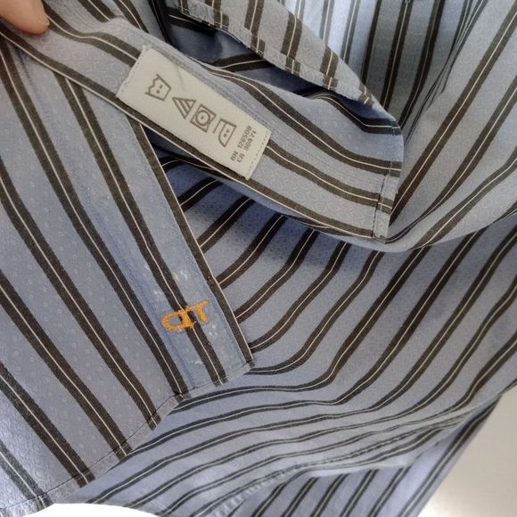 Thomas Dean Men's Cotton Striped Button-down Casual Shirt size Large - Picture 8 of 9